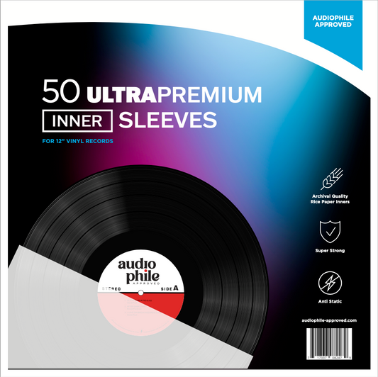 Audiophile Approved Ultra Premium Vinyl Record Rice Paper Inner Sleeves - 50 Pack for 12” Records -