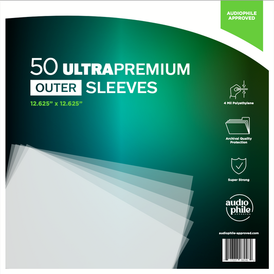 Audiophile Approved Ultra Premium Vinyl Record 4 Mil Outer Sleeves - 50 Pack for 12” Records - Archival Quality Thickness